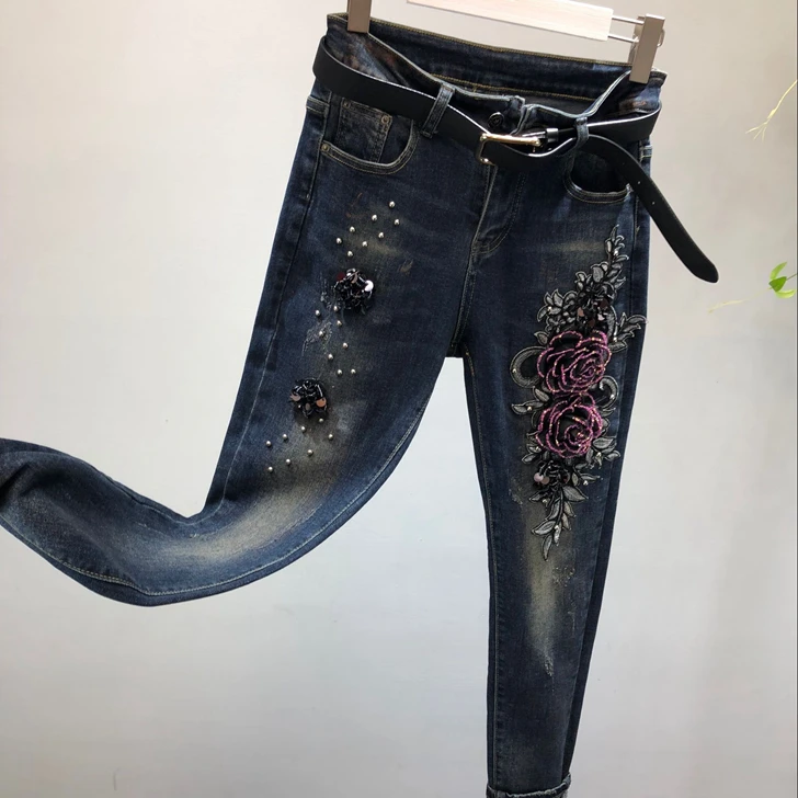 Рваные джинсы для женщин длинные брюки карандаш обычные хлопковые на молнии с