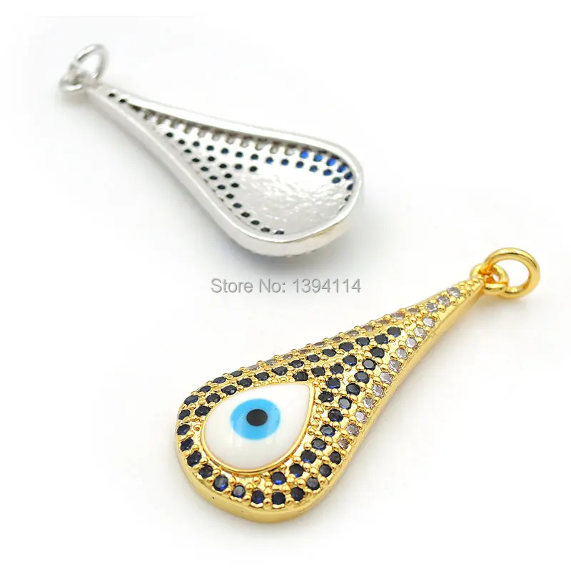 28*10*3 мм микро паве прозрачный CZ подвеска с эмалированным белым глазом подходит