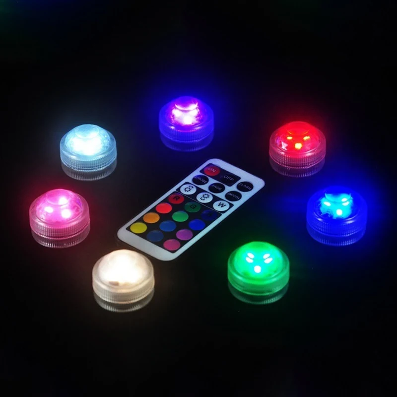 10/20 шт с дистанционным управлением RGB подводный водонепроницаемый светодиод мини