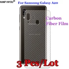 3 шт.лот для Samsung Galaxy A20 6,4 дюйма, 3D противоскользящая задняя пленка из прозрачного углеродного волокна, Защитная пленка для экрана (не стекло)
