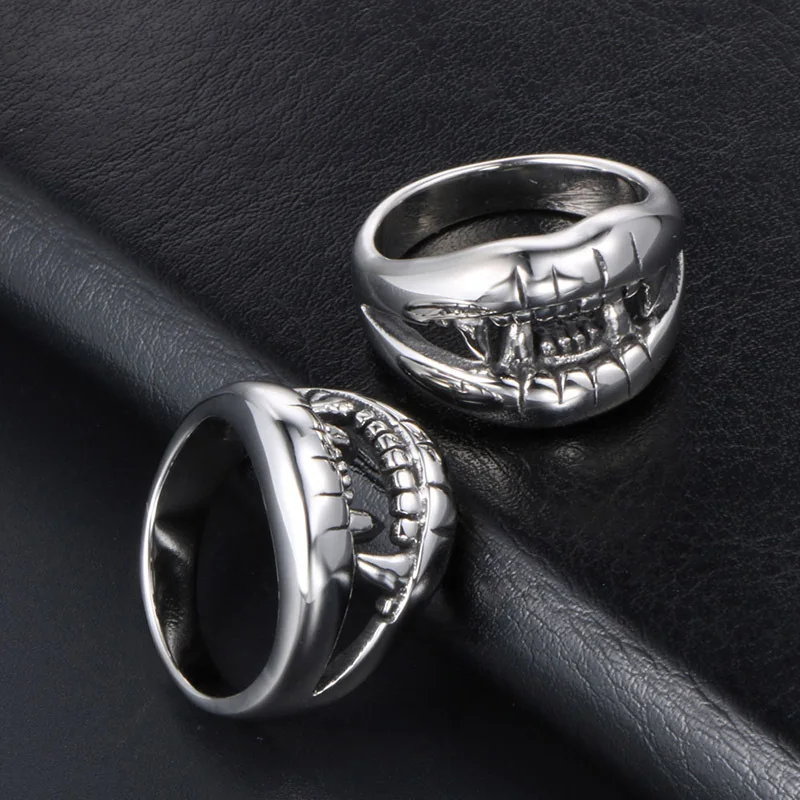 Кольцо из титановой стали с зубом для рта дьявола мужское кольцо ночного клуба