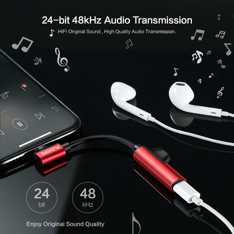 FLOVEME 2 in 1 For Lightning to 3.5mm Audio Adapter Jack Charging Converter iPhone 7 8 X Cable Splitter Headphone USB Adapte | Мобильные