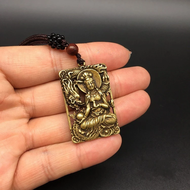 Сборная китайская латунная резная кулон Гуань Инь Бодхисаттва изысканные