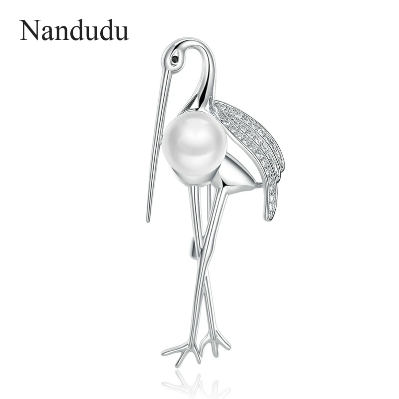 Nandudu элегантный красный коронованный птица стиль броши аксессуары новый