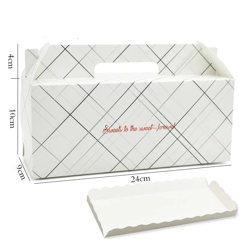 20 шт. бумажная коробка с ручками в рулоне Подарочная из крафт бумаги для торта