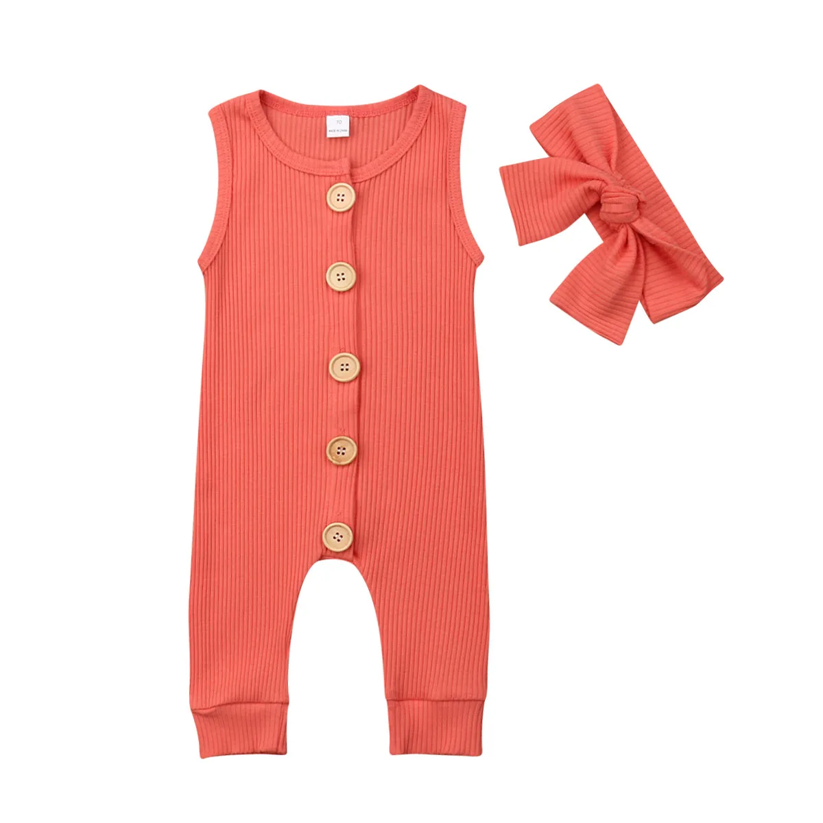 Newborn Infant Babys Girl Boy Outfit Solid Button Cotton Romper Jumpsuit Clothes Set | Детская одежда и обувь