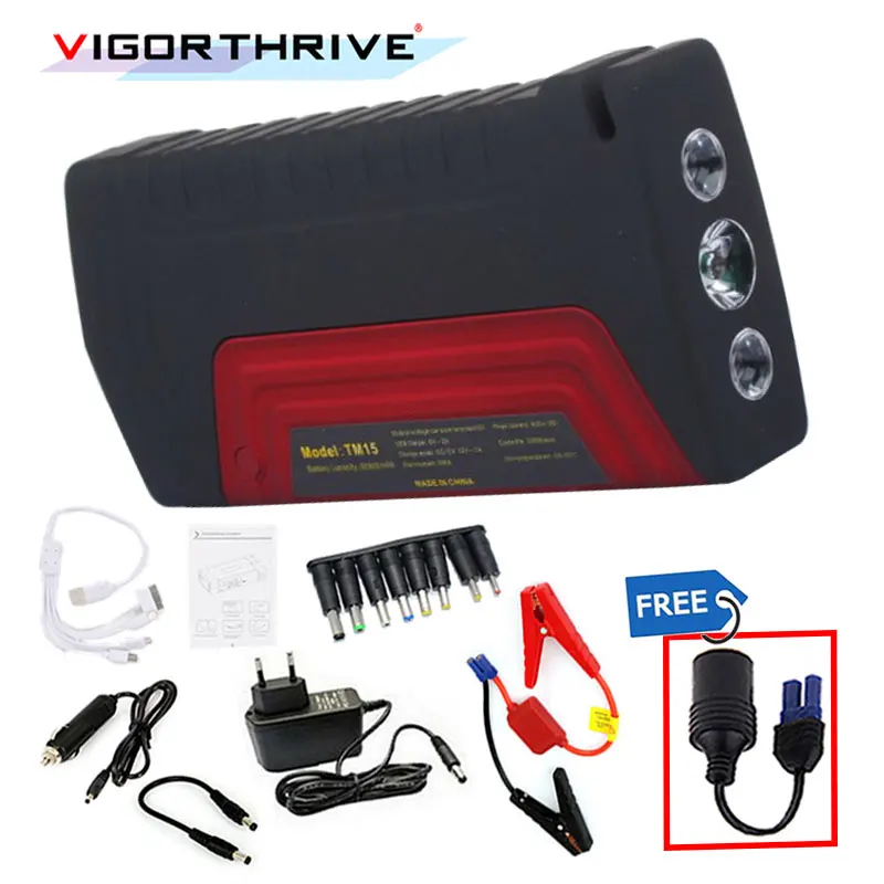 

600A Peak Portable 12v Car Jump Starter Auto Battery Booster Power Bank For Petrol car Mini Emergency Starting Device
