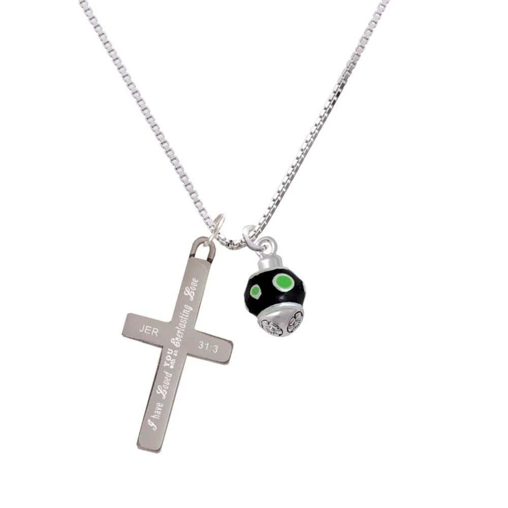 Светло зеленый горошек на черном спиннере Вечная любовь крест ожерелье|Подвески|