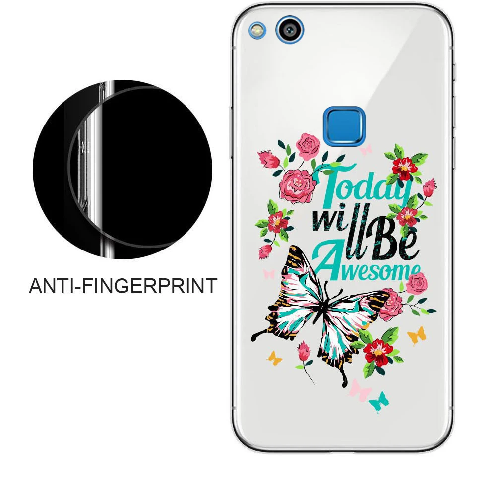 Ultra Thin Pattern Motto Flowers Anti-Knock Case Cover Soft Back For Huawei P10 Lite Plus |