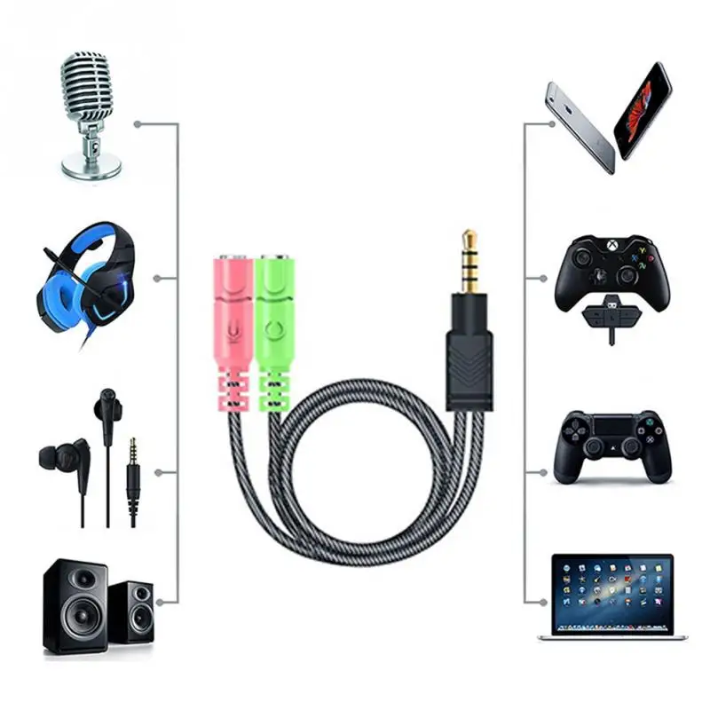 Адаптер портативный мм 3 5 аудио разъем два в одном позолоченные аксессуары для