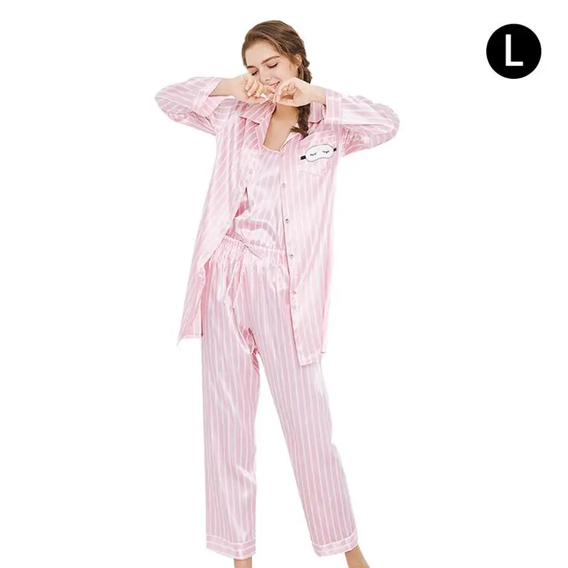 Комплект из 7 предметов женская пижама розового и синего цвета имитация шелковой