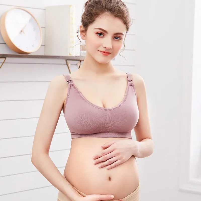 

Breastfeeding Bra Pregnant Woman Seamless Nursing Bras Maternity Underwear S-XL Pregnancy Clothes Front Open Baby Feeding Cloth
