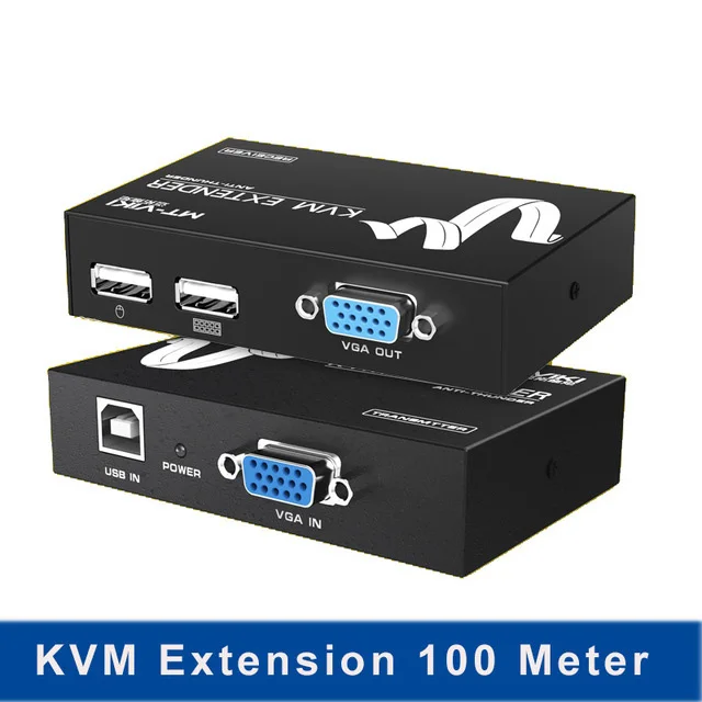 KVM удлинитель 100 метра для клавиатуры видео мыши Ретранслятор адаптер VGA USB через