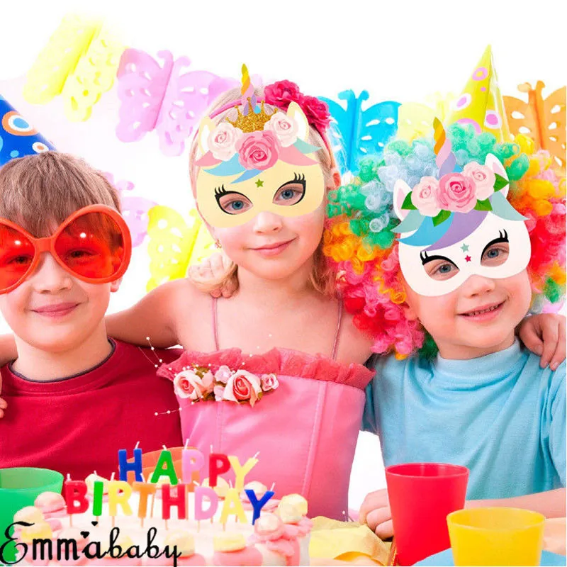 2019 Фирменная Новинка 12 шт./упак. цветок единорог маски Детские вечерние Радуга на