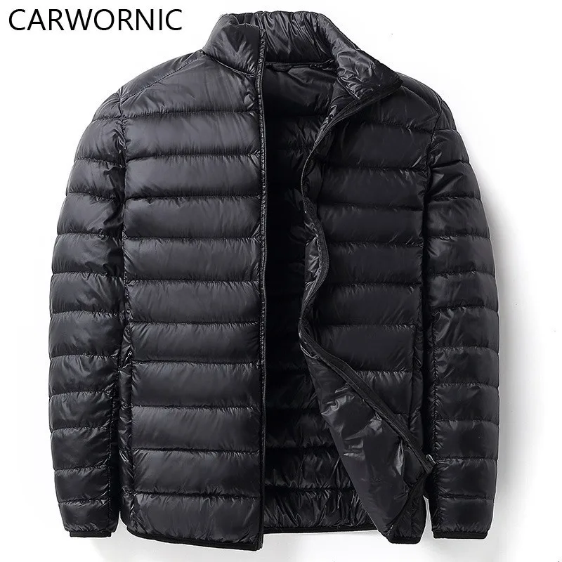 CARWORNIC 2018 Повседневный теплый пуховик Мужская парка пальто 90% утиный пух ультра