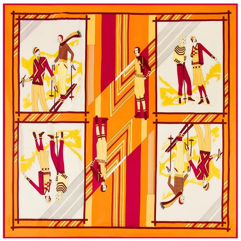 Женский шелковый шарф катание спортсмен квадратные шарфы с принтом Элитный