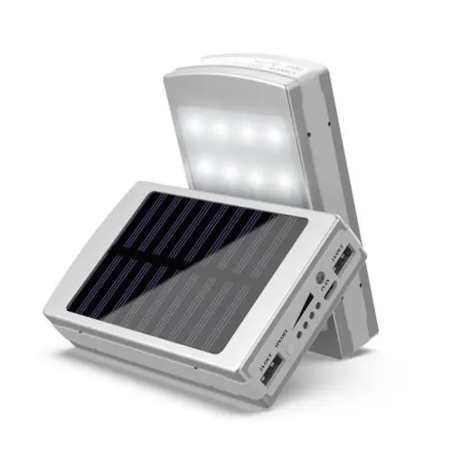 Солнечный запасные аккумуляторы для телефонов 20000 мАч 3 порты usb 21LED батарея