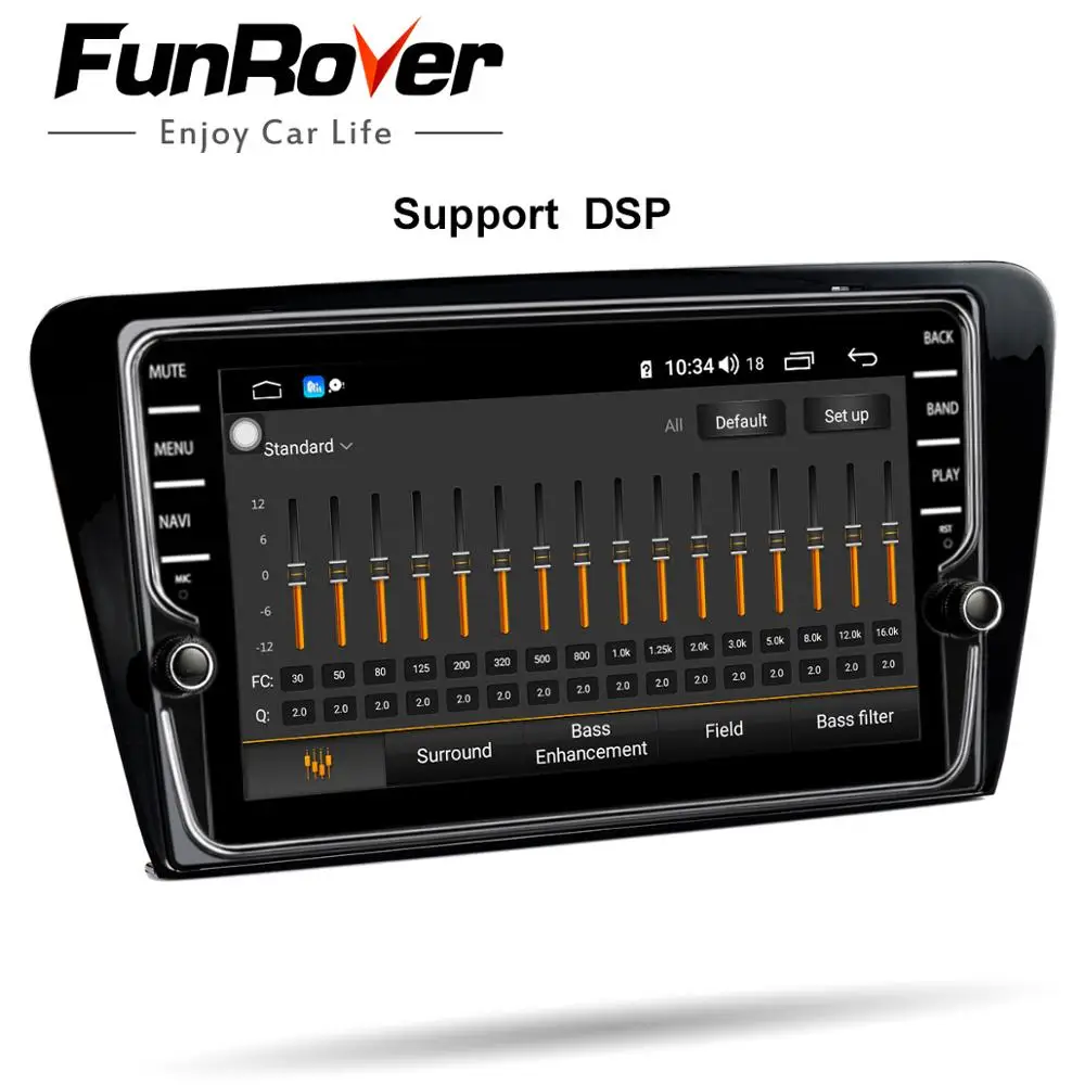 Автомобильный мультимедийный плеер Funrover android 9 0 8 ядер радио dvd для Skoda Octavia 2014 + gps