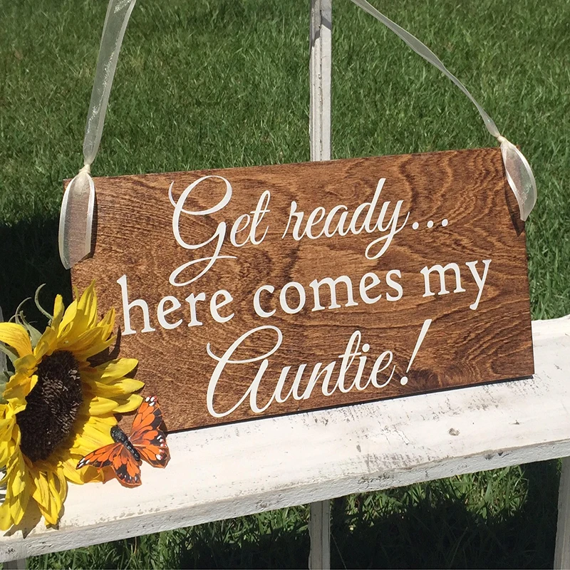 

Свадебные знаки, будьте готовы, вот моя тетя, большой размер 7x15 '', жених и невеста, мистер и миссис деревянные Свадебные знаки