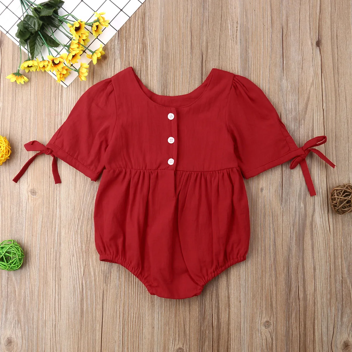2019 Brand New Newborn Infant Baby Girls Solid Bodysuit Short Sleeve Bowknot Belt Jumpsuit Playsuit Casual Summer Clothes 0-24M | Детская