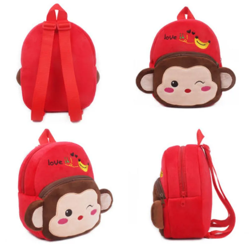 

2019 New Brand Fashion Cute And Simple Monkey Red Cartoon Backpack Schoolbag Shoulder Bag Rucksack