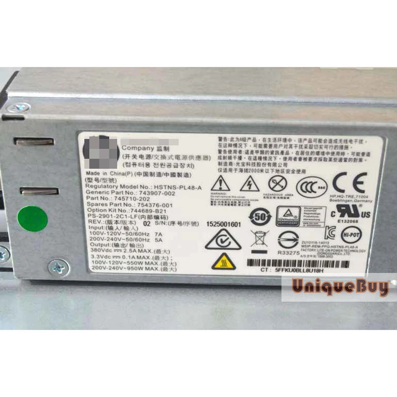 Для HP DL180G9 950W 744689 B21 754376 001 HSTNS PL48 A серверный источник питания|Блоки питания для
