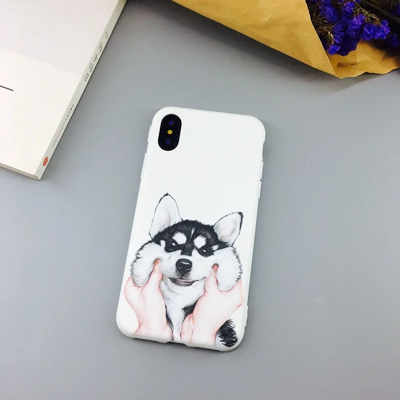 YiKELO милый мультфильм Кот Собака Хаски чехол для iPhone XS XR MAX X 6 6s 7 8 Plus мягкие ТПУ