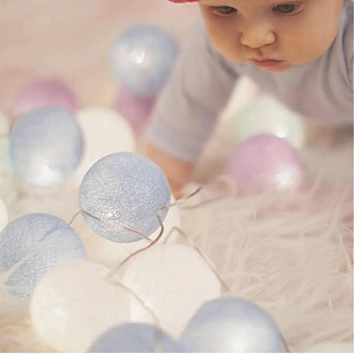 20 Leds Cotton Ball String Lights Ac &amp Battery Fairy Outdoor Decoration Holiday Garland Christmas Globe Lighting Chain | Лампы и