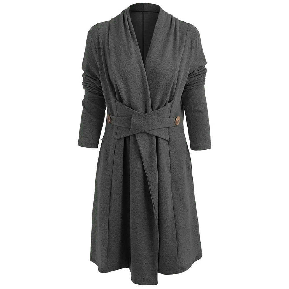 Langstar дамы открыть спереди и пуговицы длинные Duster кардиганы для женщин