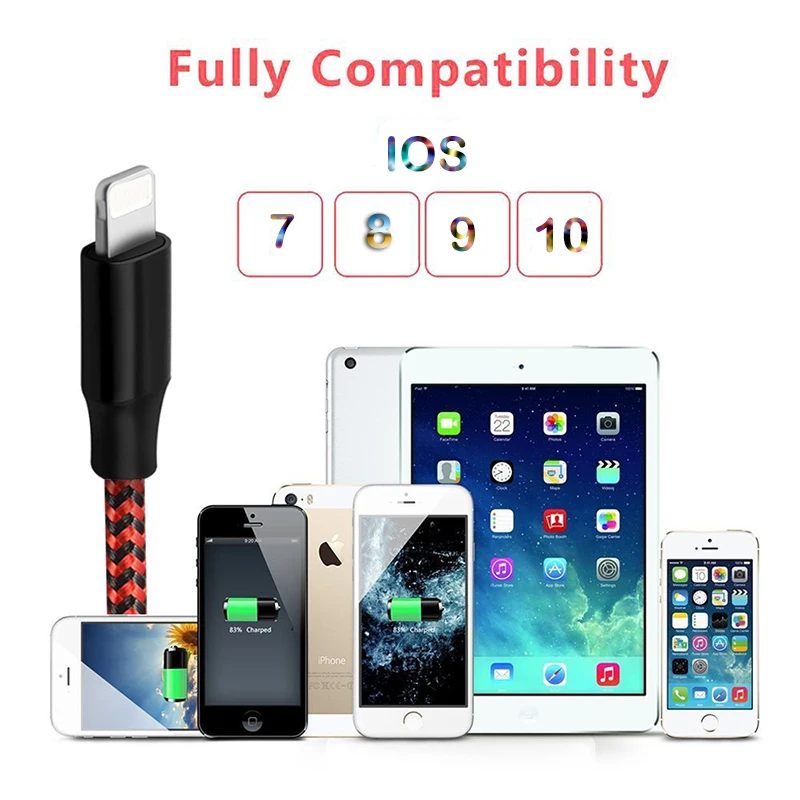 1 м 2 3 2.4A классический ткацкий USB кабель для iPhone XR Xs Max X 6 6s 5S Зарядное устройство