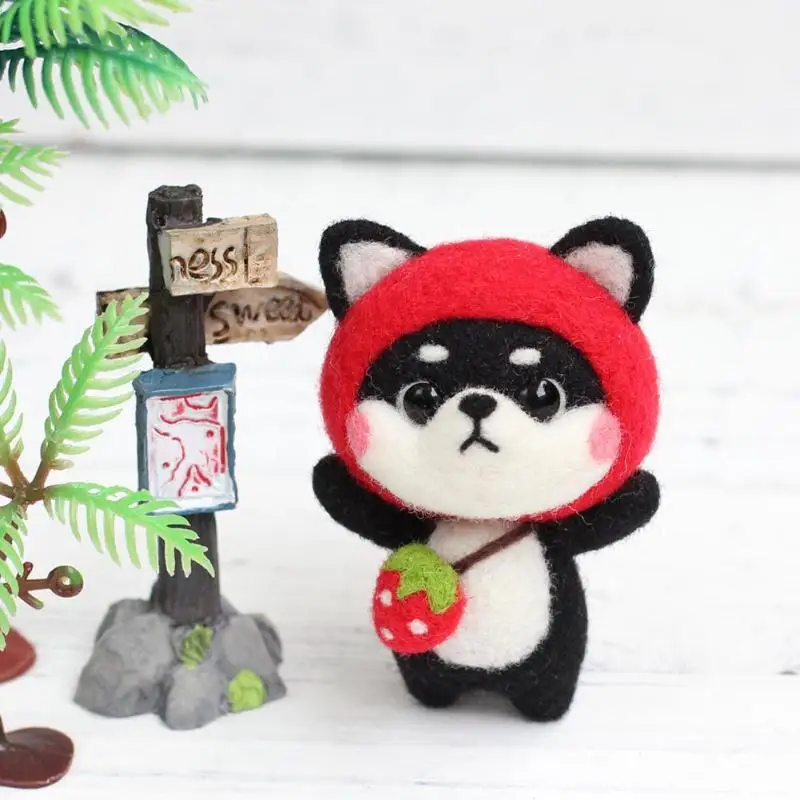 1Set Non Finished Wool Felt Poked DIY Firedog for Needle Material Bag | Дом и сад