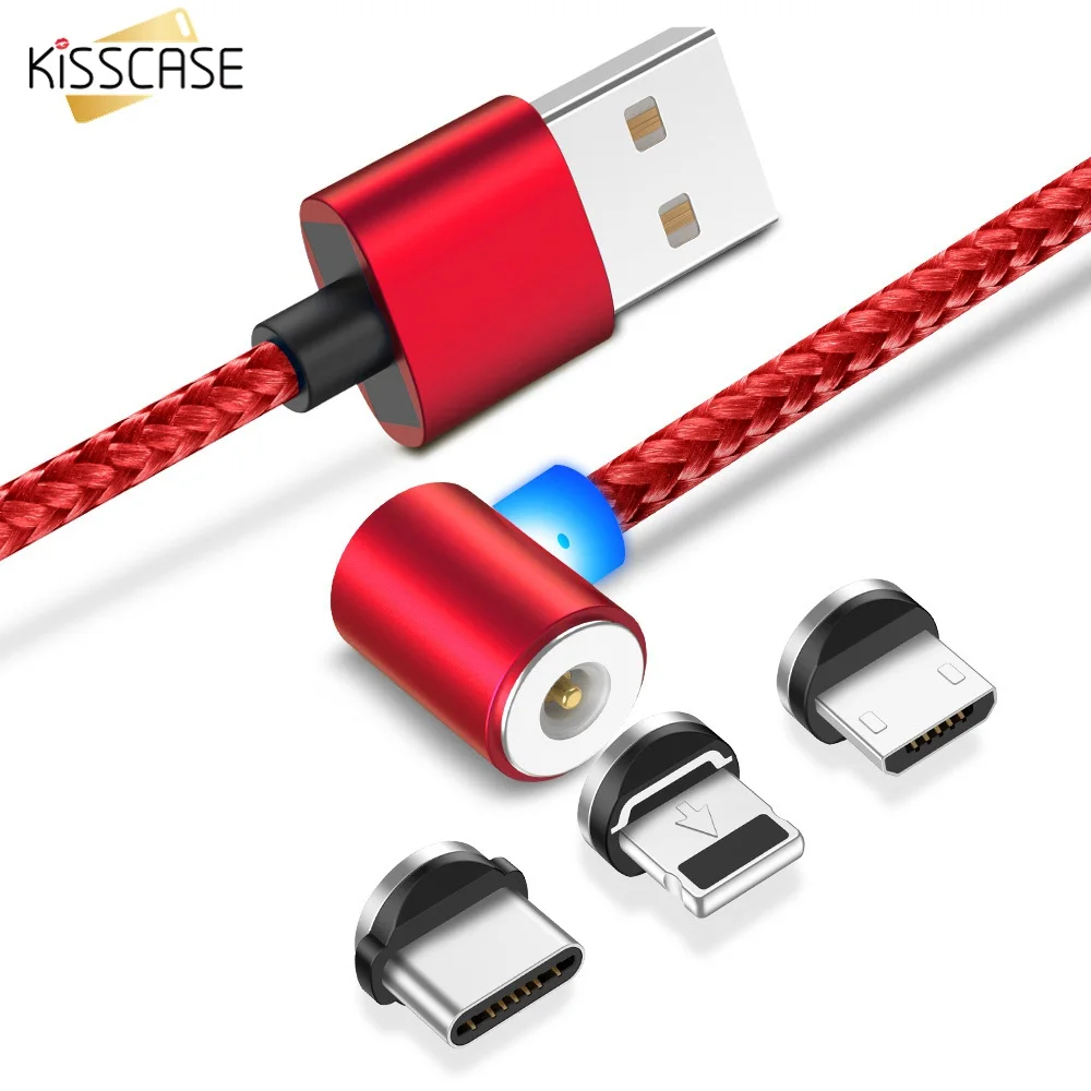 KISSCASE магнитные кабели для мобильных телефонов iPhone Micro USB Type C зарядный кабель Samsung