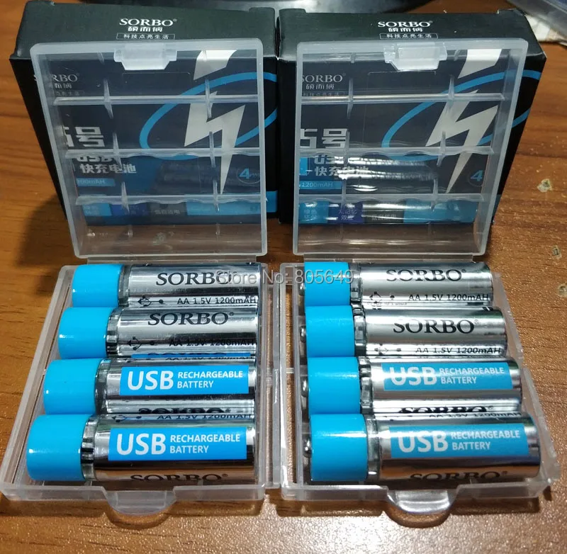 Перезаряжаемый литий ионный USB кабель SORBO 1 5 в AA 1200 мАч|Перезаряжаемые батареи| |