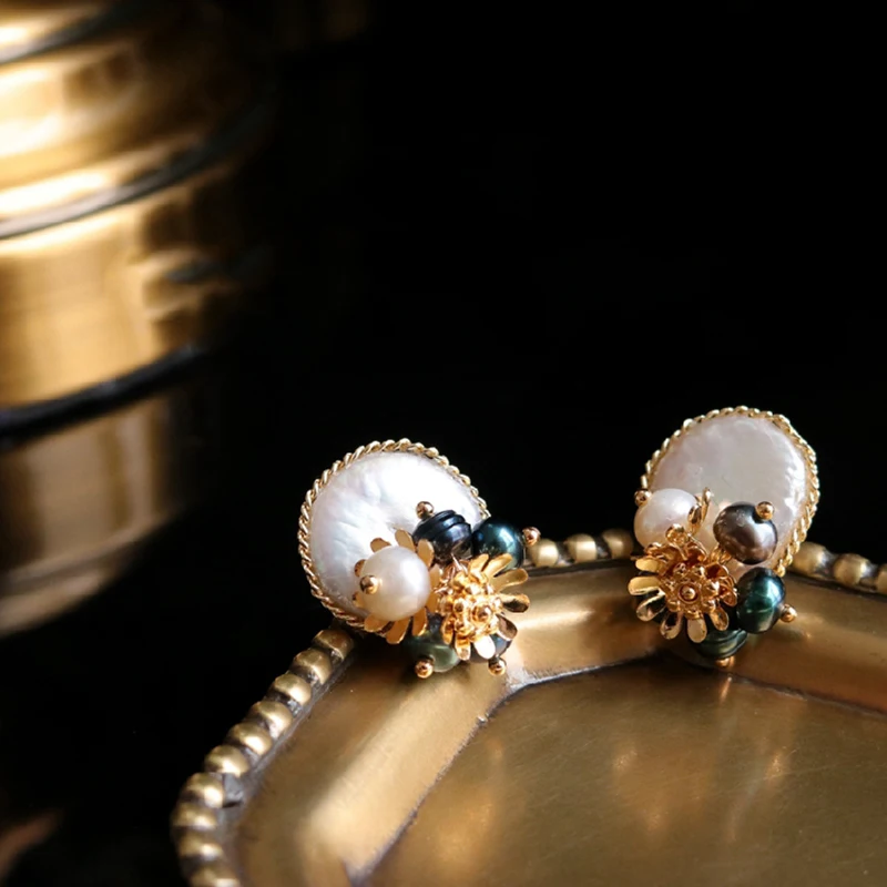 Eilepura Natural Fresh Water Baroque Pearl Handmade Stud Earring For Women Earrings Luxury Jewelry Pendientes Mujer E-A030 | Украшения и