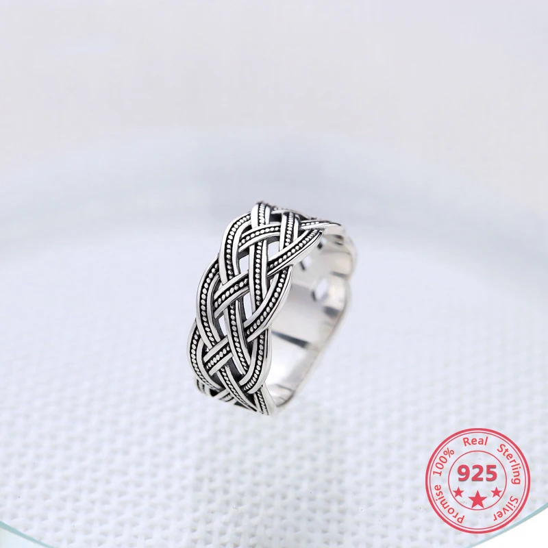 

2019 Hot Style 925 Silver Rings Thai Silver Simple Retro Vintage Twist Rings Women Jewelry