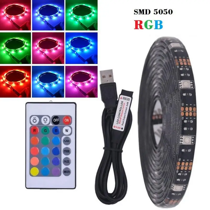 5 в постоянного тока USB Светодиодная лента 5050 RGB LED водонепроницаемый гибкий свет 50