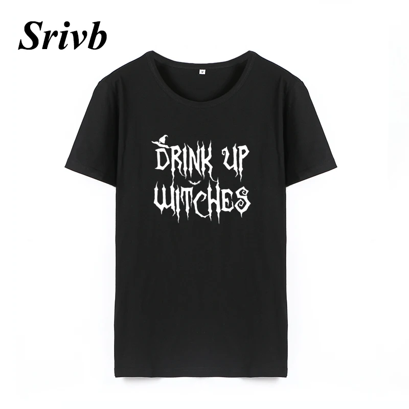 Фото Srivb Drink Up ведьмы 2018 Летняя женская футболка в стиле хип-хоп Femme плюс размер черная Srivb Drink Up ведьмы 2018 Летняя женская футболка в стиле хип-хоп Femme плюс размер черная