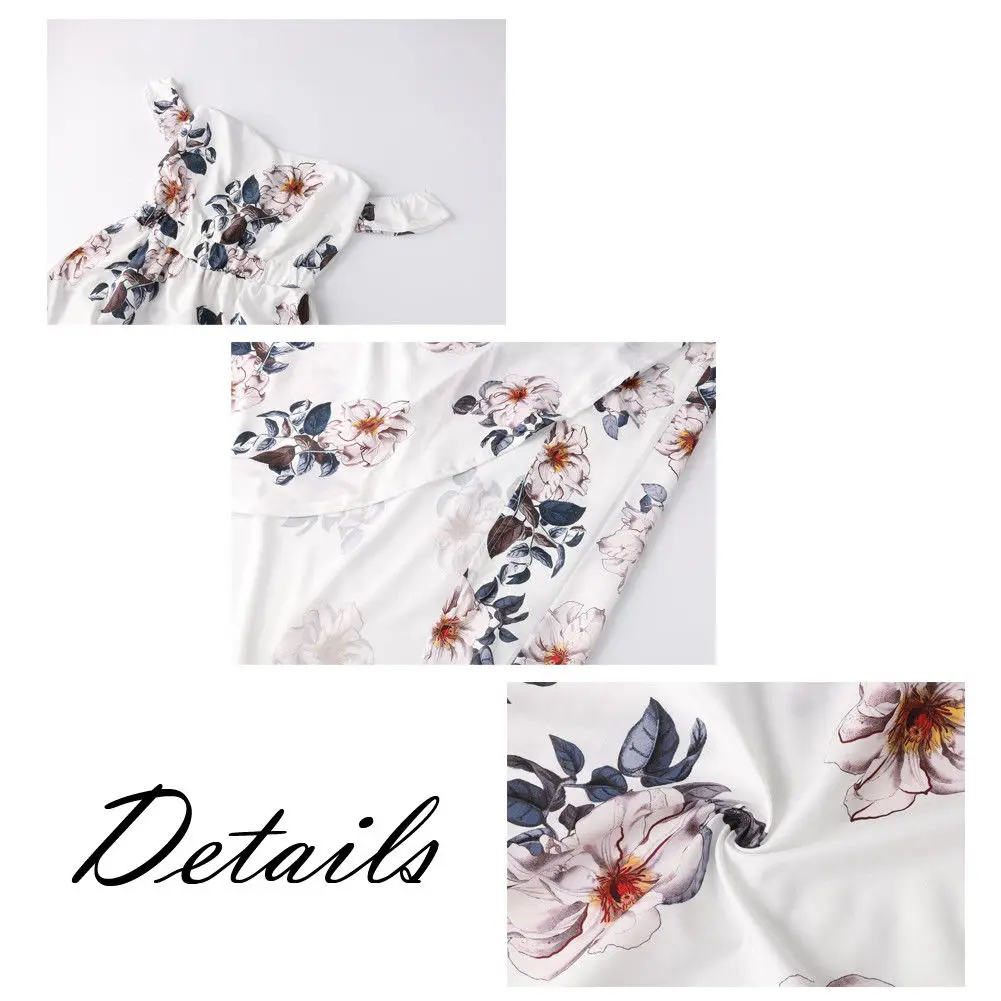 Женское платье с цветочным принтом Boho белое платье-макси коротким рукавом и