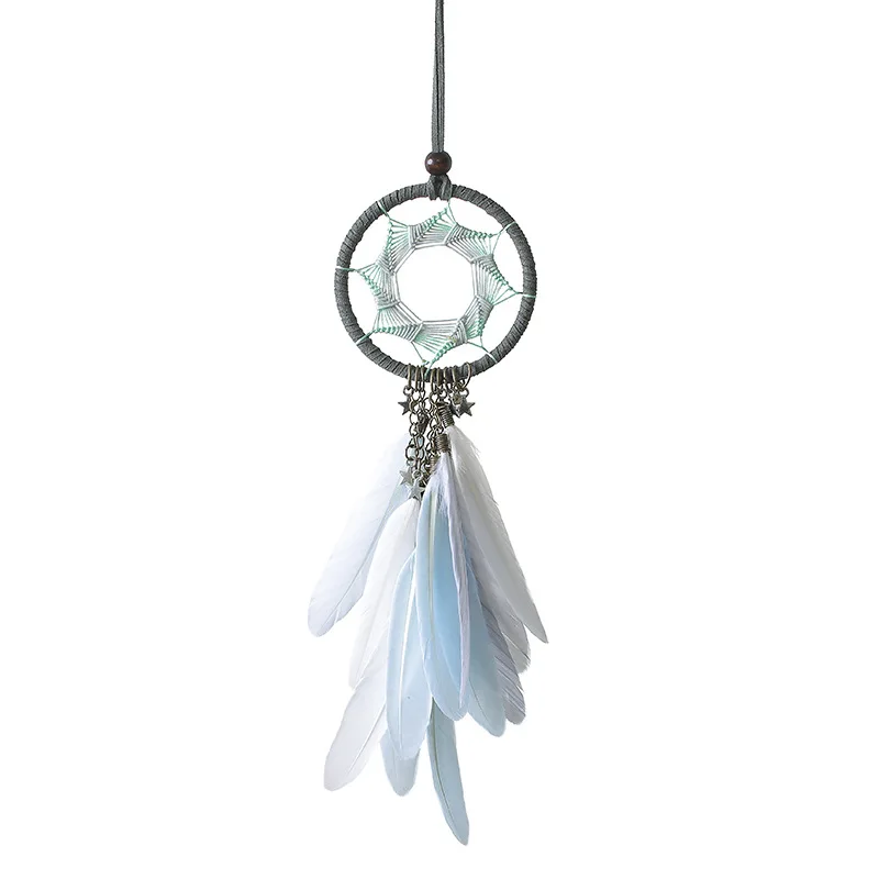 

Retro Dream Catcher Wind Chimes Small Crafts Dreamcatcher Baby Shower Gifts Heptagram Feather Wall Hanging Bedroom Home Decor