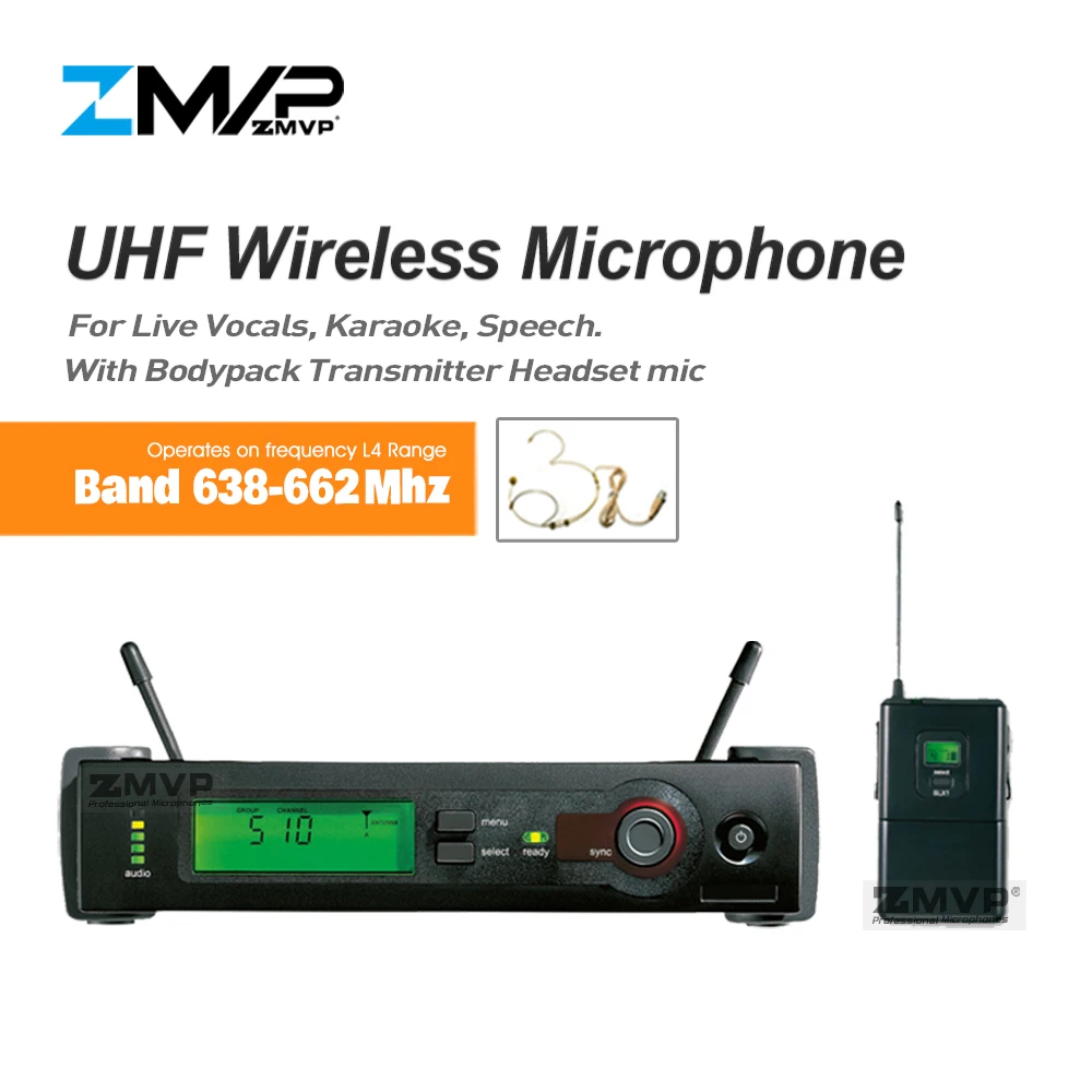 

UHF Professional SLX14 Wireless Performance Microphone System With SLX Bodypack Transmitter Headset Condenser Mic 638-662Mhz