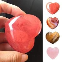 1pc natural heart shaped stone rose quartz striped agate crystal carved love healing gemstones 2 sizes 0117 small stone