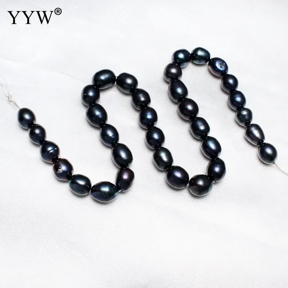 

YYW High Quality Cultured Rice Freshwater Pearl Beads black 10-11mm Approx 0.8mm Sold Per Approx 15 Inch Strand