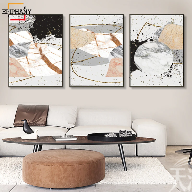 Geometric Marble Abstract Posters and Prints Modern Canvas Art Painting Decorative Pictures Nordic Style Home Decoration|Рисование и