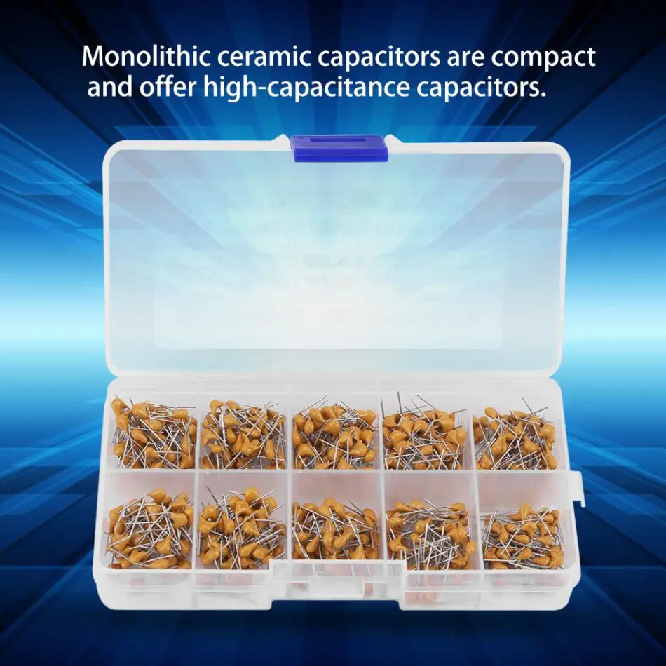 500 Pcs/box Monolithic Ceramic Capacitor 10 Values 50V 10PF-680PF Assorted Kit Tool Wholesale | Обустройство дома