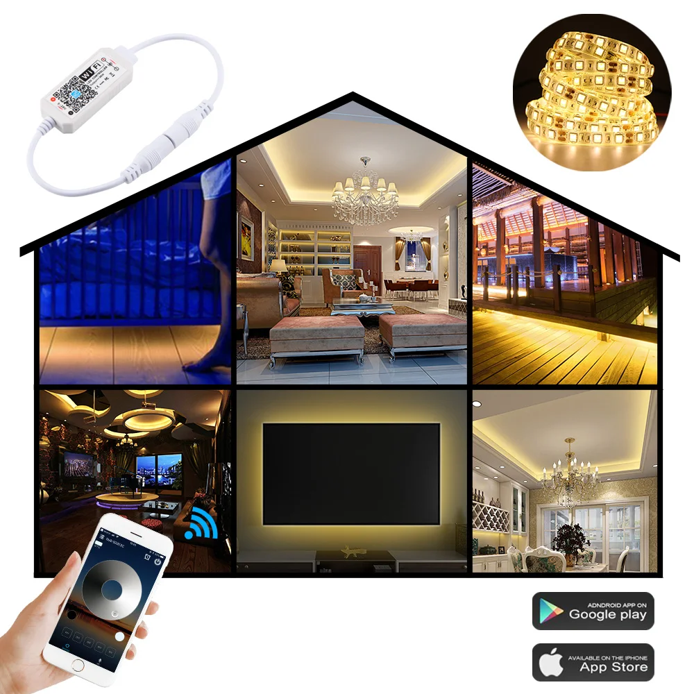 DC12 28V мини WIFI RGB/RGBW контроллер полосы музыкальный от Amazon Alexa Google домашний телефон