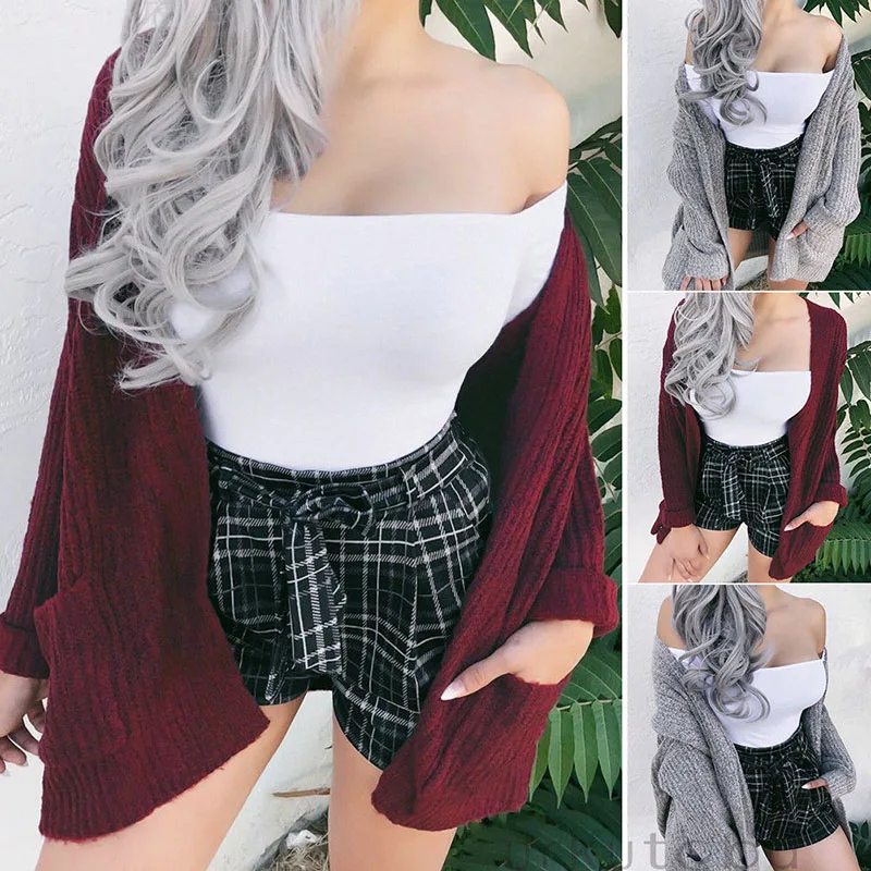 Fashion Women Autumn&ampWinter Loose Long-Sleeved Knit Cardigan Soft Sweater Oversized |