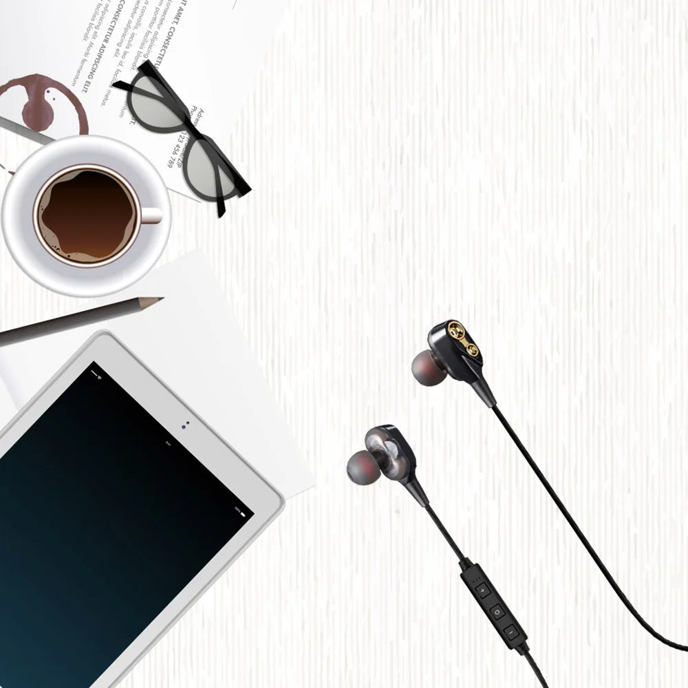Bluetooth наушники 4 колонки IPX5 водонепроницаемые беспроводные с шейным ремешком