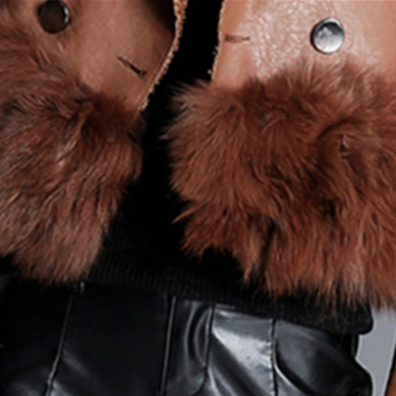 High Quality PU Leather jacket 2018 New Fashion Female Spring Autumn Lambswool Fur Stitching Casual Coats Ladies Outwear | Женская