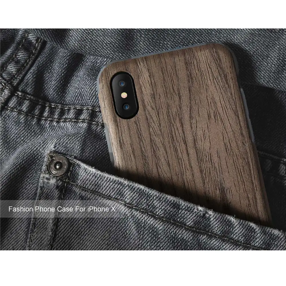 FLOVEME Nature Wood Case For iPhone X Natural Wooden Cover 8 Plus Hard Back Mobile Phone |