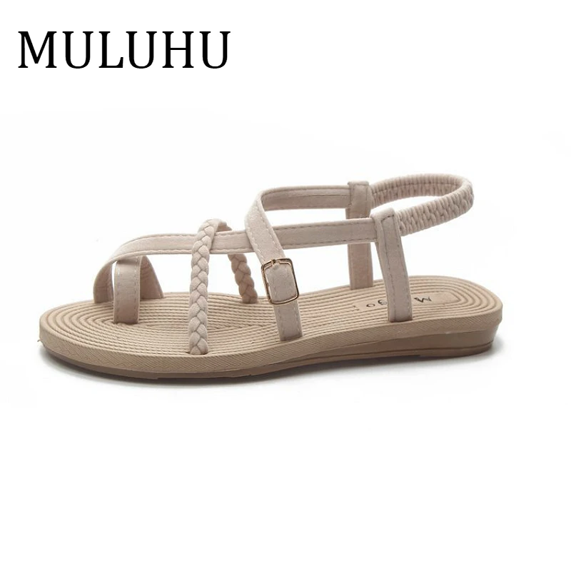 MULUHU/женские босоножки Новинка 2019 года женские летние из кожи на плоской подошве